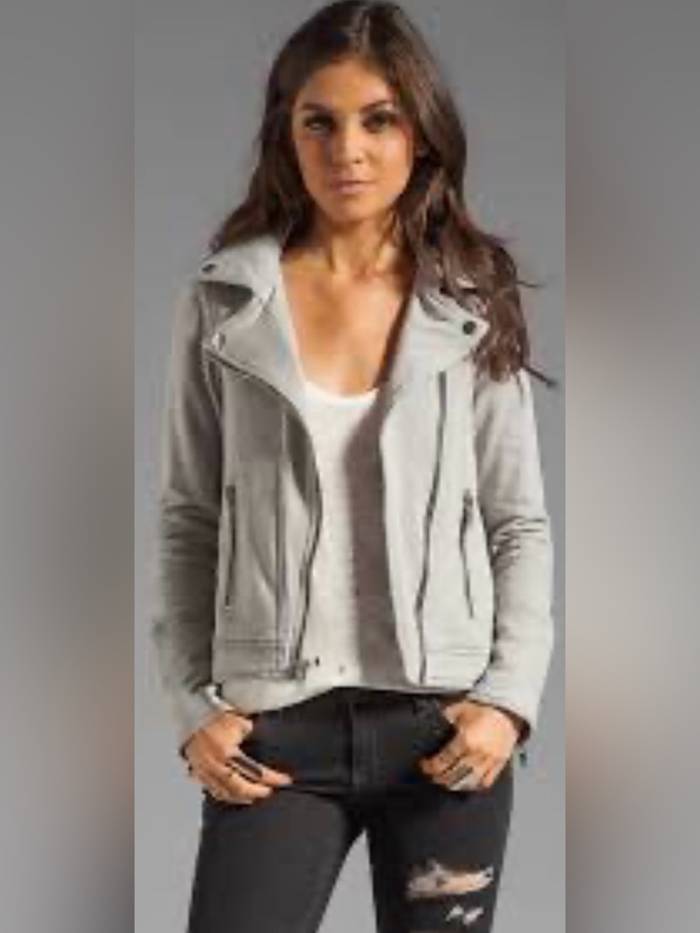 Chaser Fleece Moto Jacket in Metal Gray Size Small